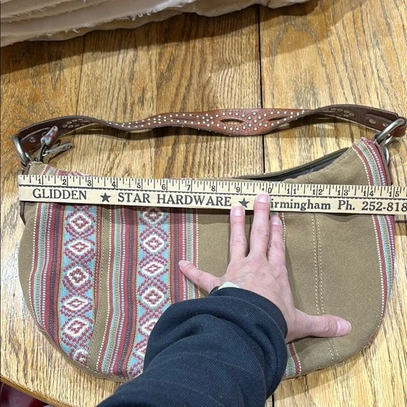 Fossil Tan and Brown Hobo Bag with Patterned Stripes - Picture 9 of 9